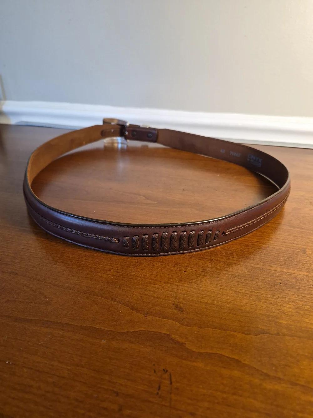 Brighton Men's Dark Brown Leather Belt with Silver Buckle Size 42